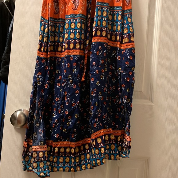 Umgee Orange and Navy Patterned Maxi Dress - Picture 3 of 10